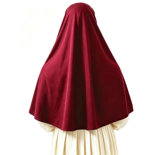 Ready To Wear Hijab For Women Instant Turban Stretch Soft Muslim Scarf For Prayer Long Hijabs Islamic Jersey Abaya - color: Deep Red