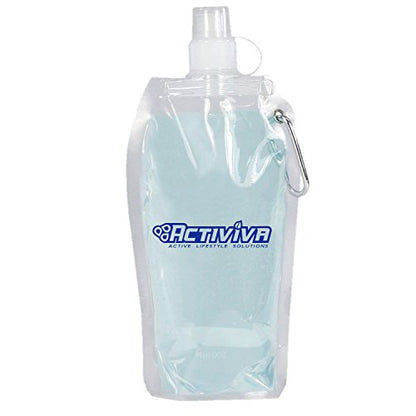 USA Merchant | Collapsible Reusable Water Bottle with Carabiner Clip Light Weight Leak Proof Foldable Drinking Water Bottle Non Toxic BPA Free - 16.9 oz 4 Pack (Pink, Purple, Red, Clear) - color: Broad - Purple,Pink,Red,Clear