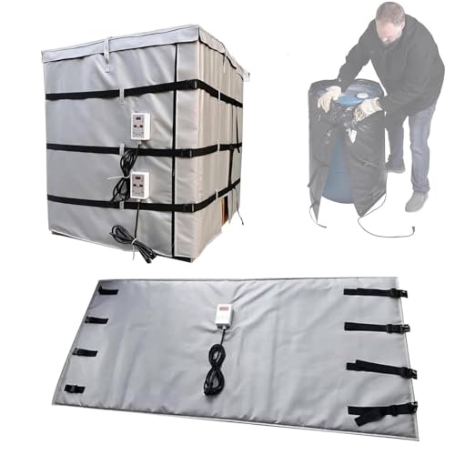 IBC Tote Heater Blanket, 55 Gallon/275 Gallon Heating Pad for Winter, Full Cover IBC Tote/Tank Heater Blanket Oil Drum Heater, Metal Drum Heater, Adjustable Temp 0~150℃ Grey-275Gallon/1000L - color: Gray, size: 275Gallon/1000L