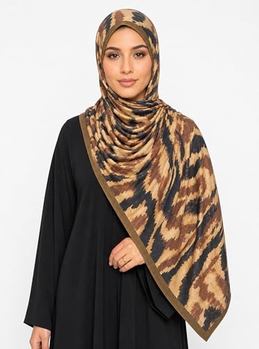 Printed Jersey Cotton Scarf for Women, Stretch Soft Hijab, Lightweight Breathable Head Wrap for All Seasons - color: Mctlp2538-e Pattern
