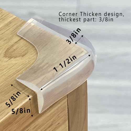 Food-Grade Silicone Clear Corner Protector Baby Proofing Furniture Guard | 4 Count, Pre-Taped Adhesive, Flexible‌ Table Cabinets Counter Edge Bumper, Kids Child Safety Proof, 5/8" Depth - size: 5/8x5/8 in (Width)