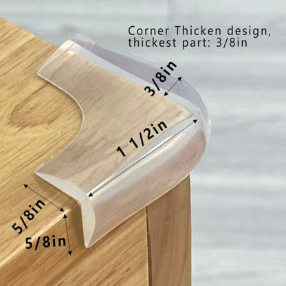 Food-Grade Silicone Clear Corner Protector Baby Proofing Furniture Guard | 4 Count, Pre-Taped Adhesive, Flexible‌ Table Cabinets Counter Edge Bumper, Kids Child Safety Proof, 5/8" Depth - size: 5/8x5/8 in (Width)