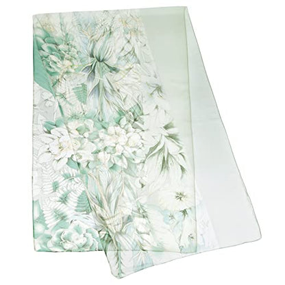 E-Clover Women Soft Floral Print Shawl Chiffon Sheer Scarf - color: Green Flowers