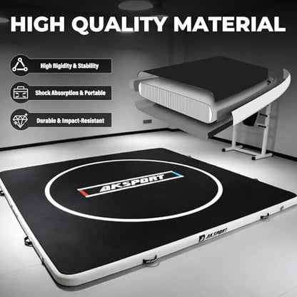 AKSPORT Inflatable Wrestling Mat 10x10 FT, Wrestling Mat for Home, Thick Jiu Jitsu Training Mat for BJJ, MMA, Boxing, Grappling, Judo, Indoor Outdoor Gym Mat