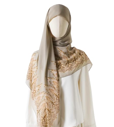 K-Elewon Large Square Scarf 51" Headscarf Chiffon Fashion Scarves Turbans Hair Wrapping Scarfs - color: B-beigi Grey
