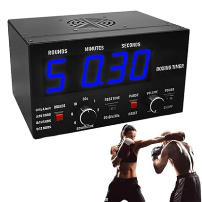 Professional Gym Timer with Led Display and Adjustable Sound Classic Boxing Interval Timer Selectable Training Time for Muay Thai,MMA,Kickboxing and Martial Arts Blue (Blue)