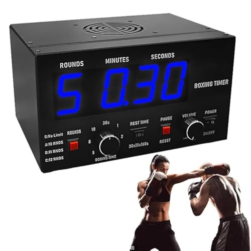 Professional Gym Timer with Led Display and Adjustable Sound Classic Boxing Interval Timer Selectable Training Time for Muay Thai (Blue) - color: Blue