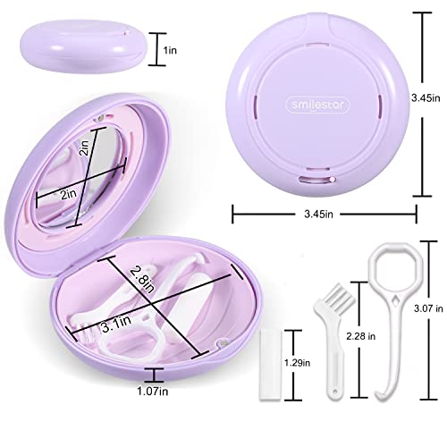 Retainer Case, Slim Aligner Case with Adjustable Vent Holes and Mirror, Compatible with Invisalign, Night Guard and Mouth Guard, Premium Retainer Case, With Aligner Remover Tool, Chew & Brush - color: Round: Purple