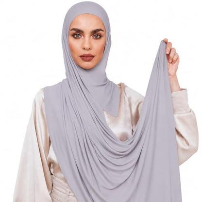 Slip-on Instant Premium Jersey Hijab Head Scarf Wrap for Muslim Women Made in Turkey - color: Gray, size: Pack of 1