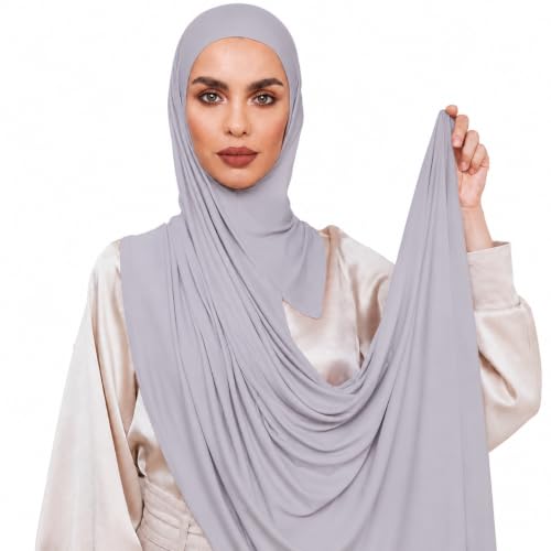 Slip-on Instant Premium Jersey Hijab Head Scarf Wrap for Muslim Women Made in Turkey - color: Gray, size: Pack of 1