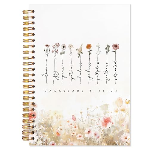 YTRGI Floral Christian Journaling Notebook, Galatians 5:22-23 Bible Notebooks for Note Taking, Christian Gifts for Woman, Prayer Journal for Woman, Religious Spiral Notebook 5.5x8.3 Inch - color: 5:22-23 anthemy