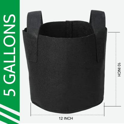 JERIA 12-Pack 5 Gallon Grow Bags, 300G Thickened Nonwoven Garden Pots,Heavy Duty Fabric Pots with Reinforced Handles - size: 5 Gallons