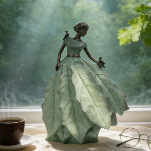 DiliComing Fairy Garden Statue Maiden Home Decor 14.5 Inch Table Decoration - color: Green-14.5 Inch
