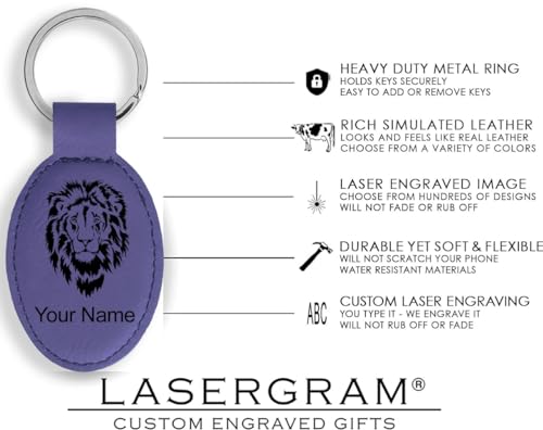 LaserGram Oval Keychain, Allah 2, Personalized Engraving Included (Dark Purple) - color: Dark Purple