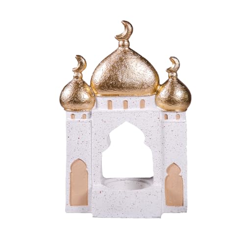 Decorative Mosque Sculpture with Gold Domes, White and Gold, 8.27 x 5.71 x 2.76 inches - size: 5.71*2.76*8.27in
