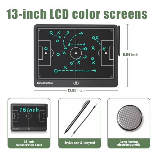 Electronic Soccer Coaching Board - 16 inch LCD Soccer Tactics Board | With Stylus Pen, Soccer Coach Gifts, Training Equipment - size: 9"W x 12"H