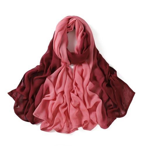 Txmout Ombre Modal Hijab Scarf for Women Muslim, Soft Lightweight Headscarf - color: Dark Pink - Light Pink