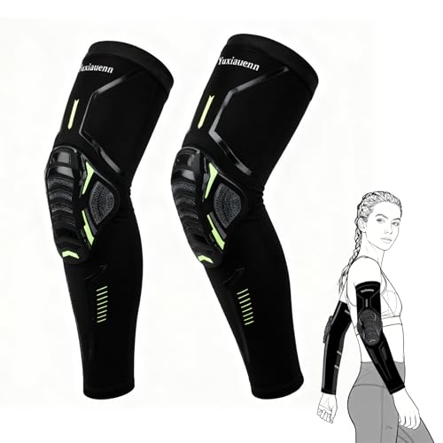 Padded Arm Sleeves – Football, Basketball, Volleyball & Soccer Elbow Forearm Protection for Men & Women (1 Pair) - size: L-Large