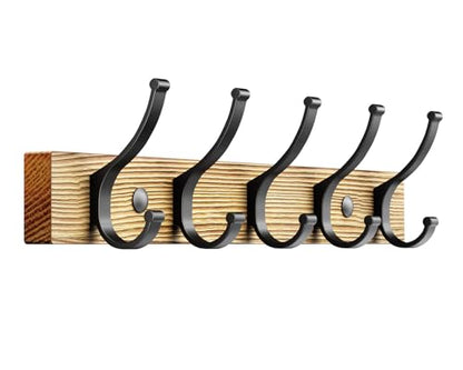 Optish Coat Rack Wall Mount, 16.5 Inches Wood Coat Hooks Wall Mount, Wall Coat Rack with 5 Hooks, Hat Rack Wall Hooks for Hanging Coat, Bag, Towel (1Pack, Natural) - color: Natural