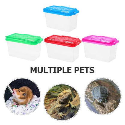 BESPORTBLE 4pcs Mini Handheld Fish Tank with Handle Portable Transparent Aquarium Box for Small Fish Turtles Reptiles and Hamsters for Travel and Pet Transport