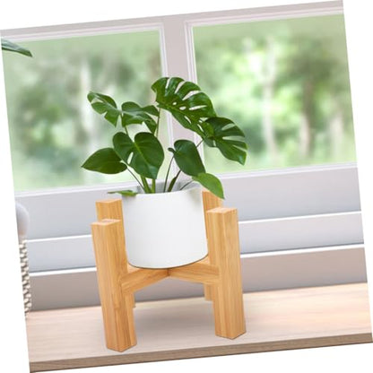 1Set Wooden Flowerpot Stand with Non Slip Mats Legged Indoor Plant Holder for Home Decor Craft Adornment Fish Tank Support Smooth Surface Durable Material