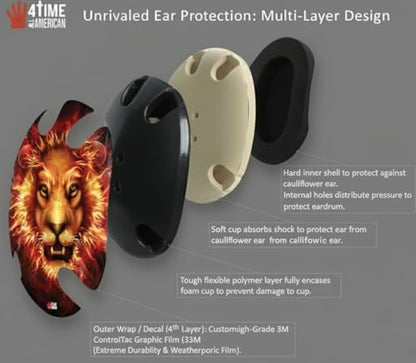 Wrestling Headgear with Ear Protection & Chin Cup Adjustable Lightweight Head Guard for Competition & Practice – Durable Protective Wrestling Ear Guard for Youth & Adult Athletes - color: Fire Lion