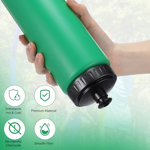 LemonRoad 12 Pack Squeeze Water Bottles Reusable 20 oz Plastic Sports Water Bottle with Pull Top Lid, Bike Cycling Gym Sport, Dishwasher Safe(Green) - color: Green