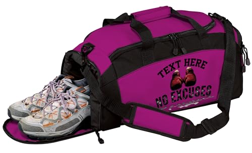 Personalized Boxing Duffle Bag with Name – Durable Gym Bag for Fighters, Custom Training Gear Bag with Shoe Compartment for Gloves & Equipment - color: Pink, style: Boxing