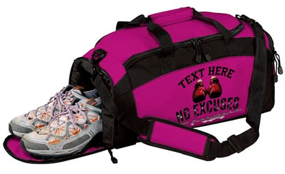 Personalized Boxing Duffle Bag with Name – Durable Gym Bag for Fighters, Custom Training Gear Bag with Shoe Compartment for Gloves & Equipment - color: Pink, style: Boxing