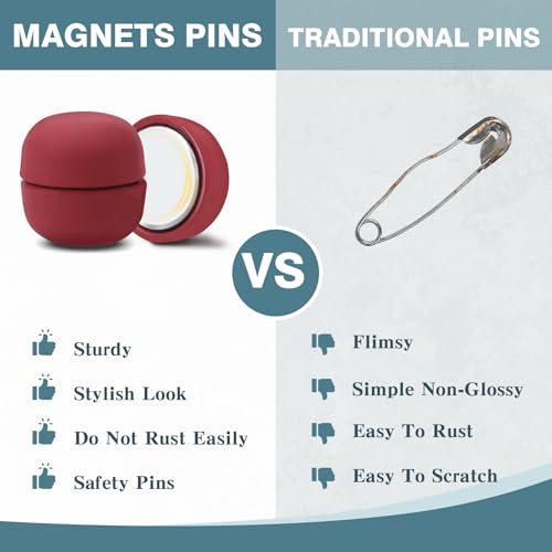 12 Pairs Hijab Magnets Strong Hijab Pins for Women Pinless Magnetic Clothing Clips for Scarf Veil Shirts Dress Muslim Islamic Gifts for Women - Round - color: Round