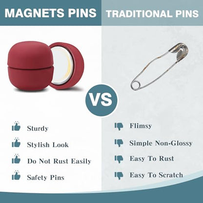 12 Pairs Hijab Magnets Strong Hijab Pins for Women Pinless Magnetic Clothing Clips for Scarf Veil Shirts Dress Muslim Islamic Gifts for Women - Round - color: Round