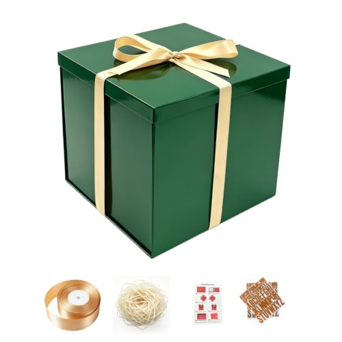 PACKGILO Large Green Gift Box with Lid 12x12x10 Inches Green Box - color: 12X12X10Inch-Green-Pack of 1
