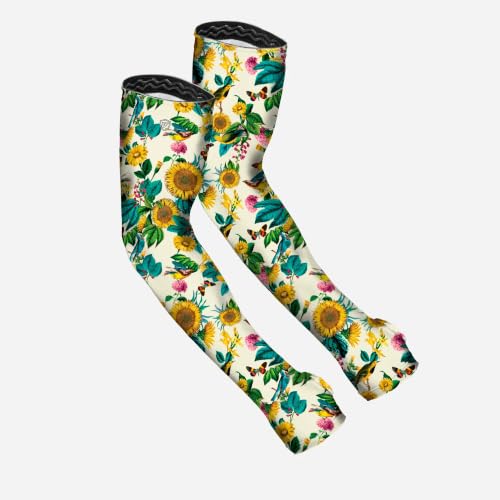 FARMER'S DEFENSE Sleeves | UV Cooling Sleeves for Sun Protection | Premium Anti-Scratch Arm Guard Sleeve for Skin - for Gardening Harvesting Sports Outdoors | Unisex | Garden Flowers - XS - color: Garden Flowers, size: X-Small