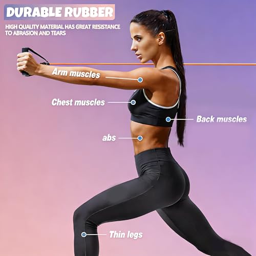 RitFit Single Resistance Exercise Band with Comfortable Handles - Ideal for Physical Therapy, Strength Training, Muscle Toning - Foam Padding Door Anchor and Starter Guide Included - size: 1-5lbs