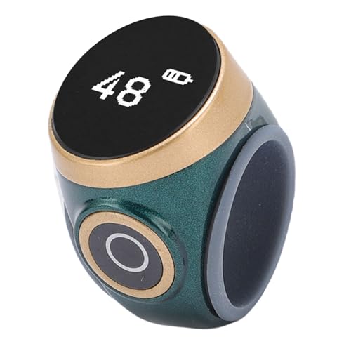 GOWENIC Tasbih Counter Prayer, Touch Control Tasbih Smart Ring Count, Digital LCD Zikr Ring for Men Women, Rechargeable Electronic Finger Counter - color: Green