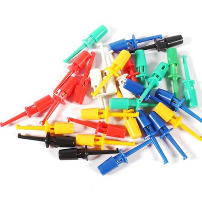 DIANN 30pcs Test Hooks Clips Single Hook Clip Colorful Spring Hook Clip Test Grabber Probe for Electronic Testing Multimeter Wire Lead