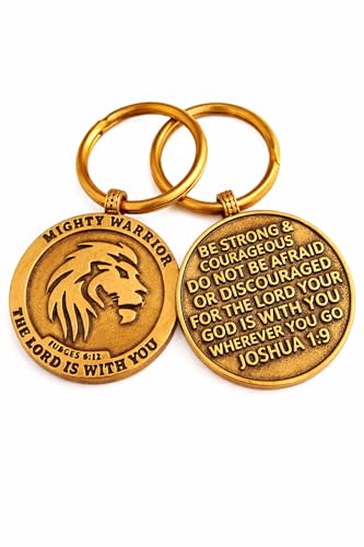 Inspirational Keychain Gifts for Men Women Boys & Girls - Keyring Lucky Charms for Graduation Baptism Birthday Christmas - style: #1 Be Strong and Courageous