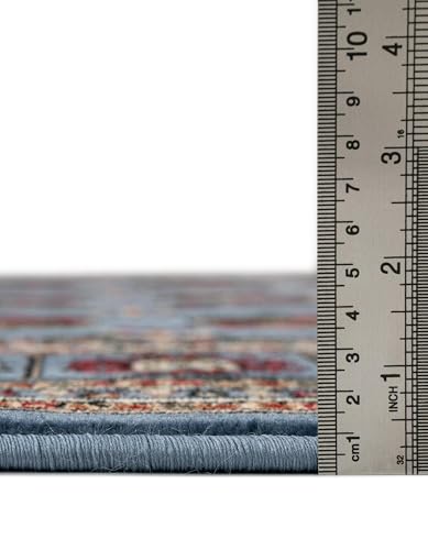 Rugs.com Bokhara Collection Rug – 6 Ft Runner Blue Medium-Pile Rug Perfect for Hallways, Entryways - color: Blue, size: 2' x 6' Runner