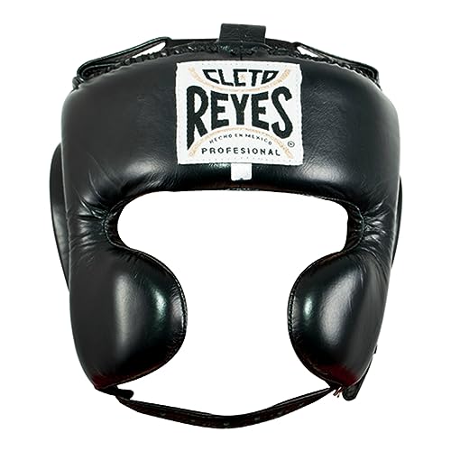 CLETO REYES Boxing Headgear with Cheek Protection for Men and Women, Protective Head Guard Face Saver, Sparring Fighting - color: BLACK, size: Medium