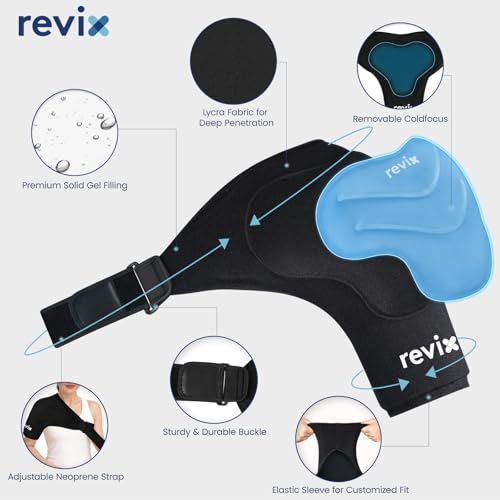 REVIX XL Shoulder Ice Pack Wrap for Rotator Cuff, with Removable Gel Pack | Reusable Gel Cold Wrap, 30-Minute Cooling, Flexible Fit for Recovery, Workout Relief & Daily Comfort, Men & Women - size: XL, style: With Removable Gel Pack