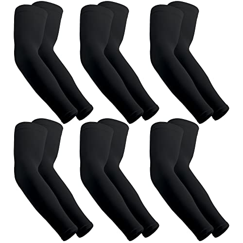 HEGCOIIE UV Sun Protection Arm Sleeves for Men & Women - Tattoo Cover Up - UPF 50 Cooling Sleeve for Golf, Cycling - color: 6 Pairs - Black