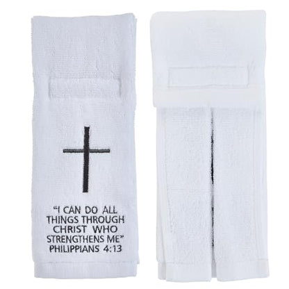 lotoo White Football Towel, Cotton Sports Quarterback QB Towels with Hook Loop Closure for Men, Youth, Boys, Adults - color: Philippians 4:13