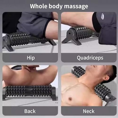 RUNWE Foam Roller with Stand - Bracket Foam Roller for Back Pain, 21 inch Trigger Point Deep Tissue Massage Roller, Medium Density Grid Bracket Foam Rollers, Leg Roller for Muscles Deep Tissue - color: Black