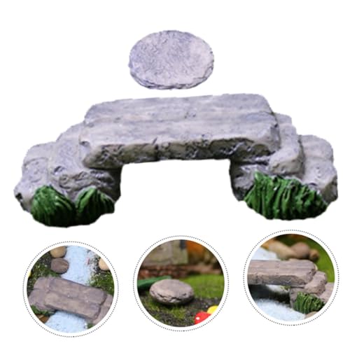 Abaodam Miniature Bridge Model with Mini Stepping Stones Garden Ornament for Succulents DIY Creative Micro Landscape Decor for Indoor Outdoor Fish Tank