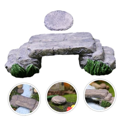 Abaodam Miniature Bridge Model with Mini Stepping Stones Garden Ornament for Succulents DIY Creative Micro Landscape Decor for Indoor Outdoor Fish Tank