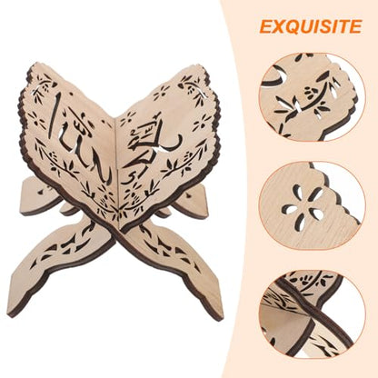 Wooden Book Stand Quran Bible Holder Elevated Reading Display Rack Desktop Organizer for Islam Eid and Religious Texts