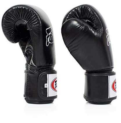 Fairtex BGV1BR Breathable Boxing Gloves, Lightweight Shock Absorbent Gear - color: Black, size: 12 oz