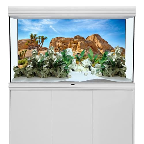 30X12 Inches Bearded Dragon Tank Background Durable Polyester Terrarium Background, Joshua Tree National Park Desert Cactus Sandstone Backdrop for Reptile Habitat Tank - size: 30 inches x 12 inches