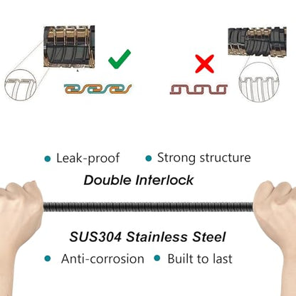 BRIGHT SHOWERS Extra Long Shower Hose 118 Inch, Stainless Steel Handheld Shower Hose with Brass Connectors, Anti-Kink, Leak-Proof, Easy to Install, Fits Most Shower Heads, Matte Black - color: Matte Black, size: 118 Inch