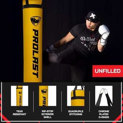 Heavy Punching Kicking Bag for Adults, Boxing, MMA, Martial Arts, Muay Thai, Strength Training Equipment, Filled/Unfilled, 6ft, 150 lbs, Special Edition Logo - color: Yellow / Black, size: Unfilled
